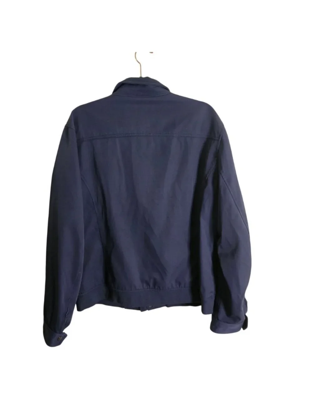 Banana Republic Navy Cotton Blend Bomber Jacket Full Zip Snap Zip Pockets Size L